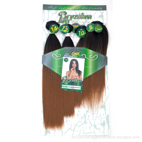 Kenya synthetic hair weave bundles straight one pack full hair sets, synthetic track hair weave one pack solution with closure